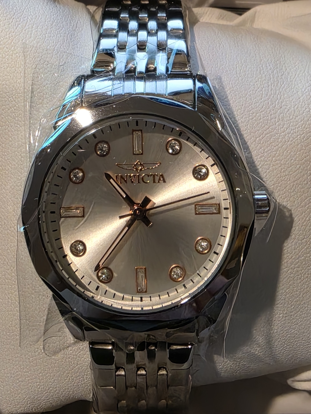 Invicta Celestial Silver-Tone Women’s Bracelet Watch with Crystal Accents